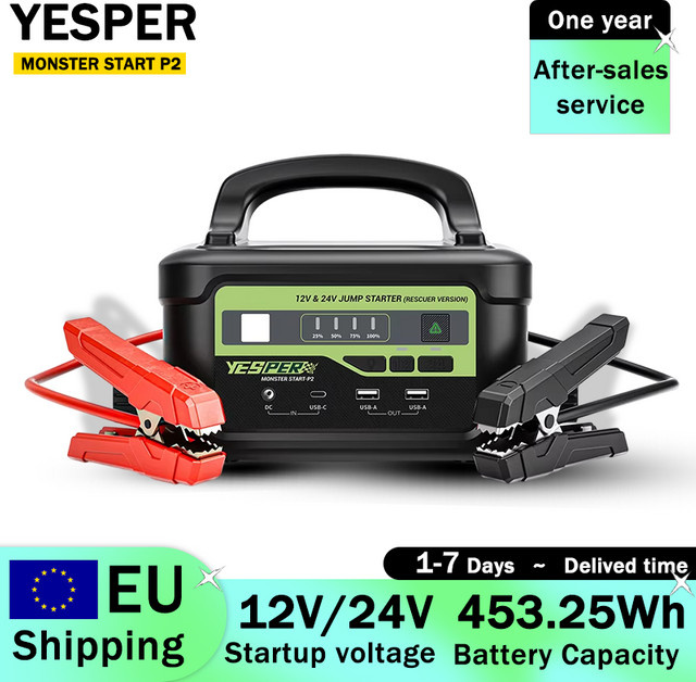 YESPER MONSTER START P2 Tragbare Auto-Starthilfe 12V/24V in Schwarz mit 453,25Wh Kapazität - Bild 1