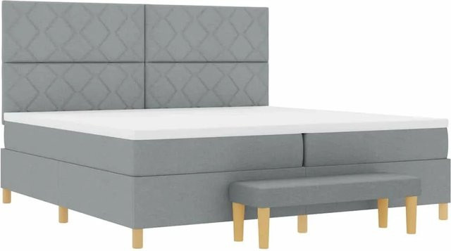 vidaXL Boxspringbett mit Matratze in Grau, B/T/H: 200 x 200 x 203 cm - Bild 1