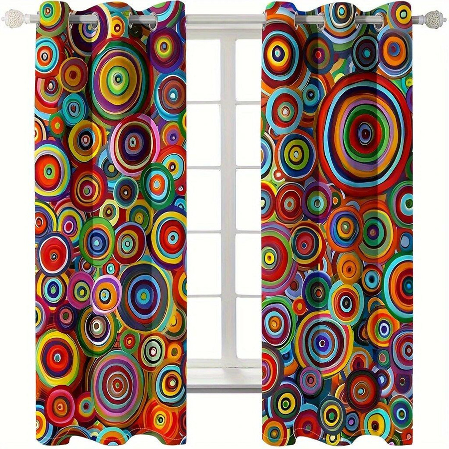 Baifenbai Home Furnishing Vorhänge mit böhmischem geometrischem Punktemuster, 2er-Set, halbtransparent, Mehrfarbig, B: 75 cm, H: 166 cm - Bild 2
