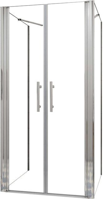 AICA U-Duschkabine mit Doppeltür und Seitenwand, Transparent, 6mm Nano Glas, B/T/H: 160 x 70 x 195 cm - Bild 1
