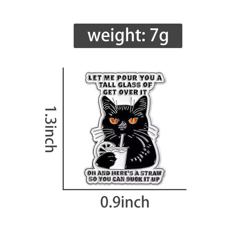 Emaille-Anstecknadeln, schwarzes Katzen-Zitat, Unisex - Bild 2