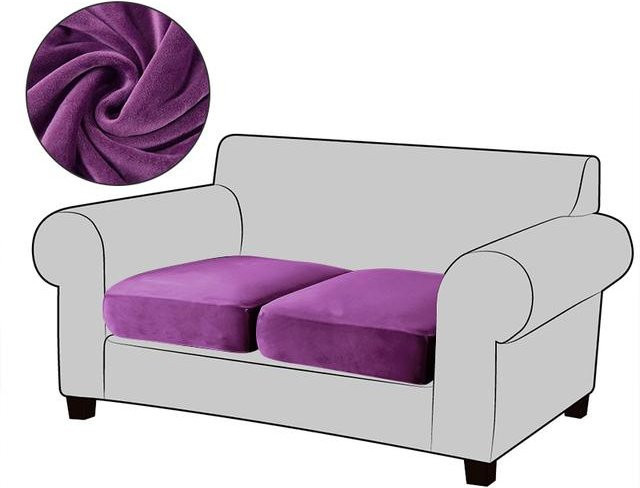 Lellen Samt-Sofa-Sitzbezüge aus elastischem Polyester, weiche Stretch-Couchbezüge als Möbelschutz, Breite: 60-90 cm - Bild 1