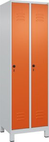 C+P Wäsche-Spind Classic PLUS mit 2 Abteilen und Füßen, Lichtgrau/Reinorange, H x B x T: 195 x 60 x 50 cm - Bild 1