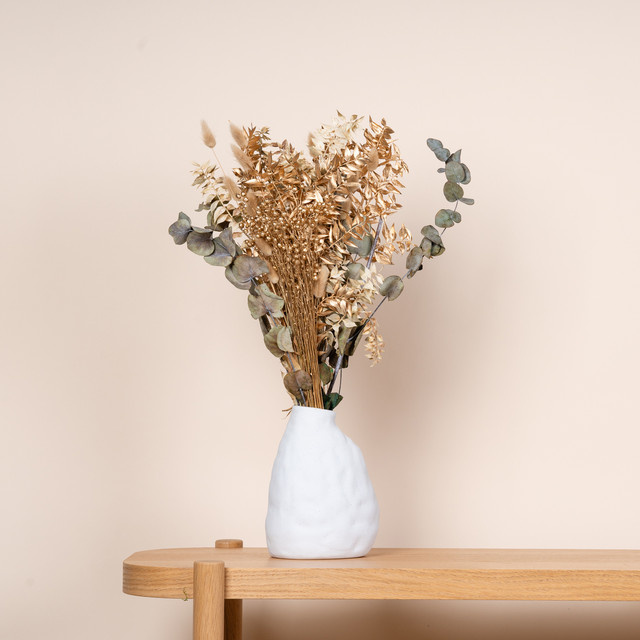 Keramikvase BLUME2000 in organischer Form, Weiß gesprenkelt, Steinzeug, Höhe: 21,0 cm, Breite: 15,0 cm, Tiefe: 1,0 cm - Bild 1