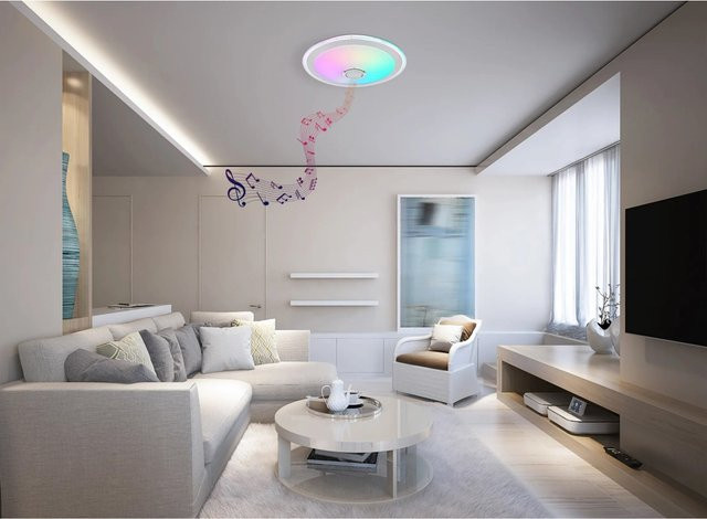 Globo LED-Deckenleuchte Dunny 2-flammig Weiß Chrom dimmbar mit Fernbedienung B/T/H: 43 x 43 x 10,5 cm - Bild 1