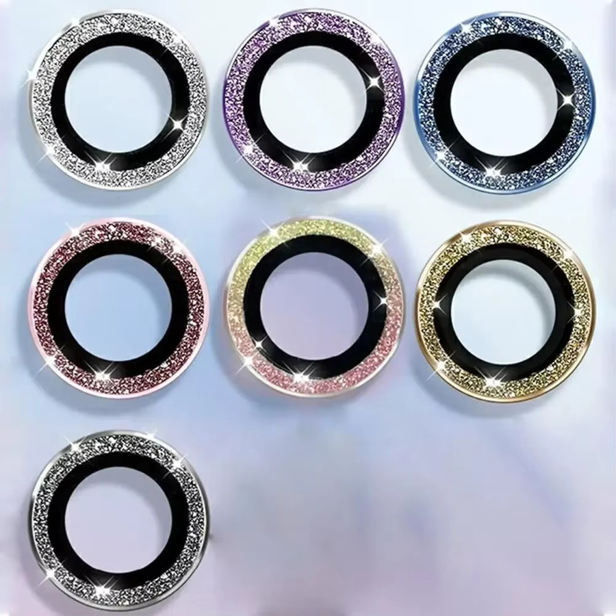 Metallring-Glitzer-Objektivschutzfolie für Samsung Galaxy Z Flip 7, 6, 5, 4 Rückseite in Silber, kratzfest mit HD-Definition und Glaslinsen-Schutzkappe - Bild 1