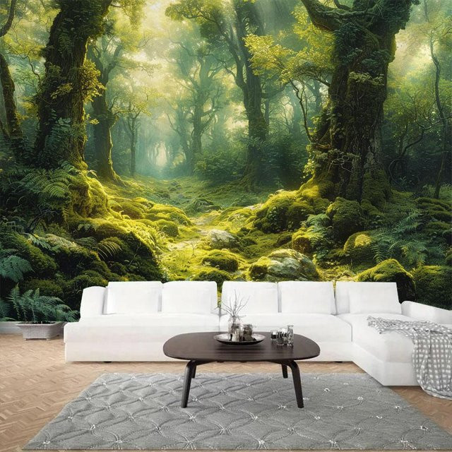 Grüner Dschungel Wandteppich von Tee Vibe mit tropischem Regenwald Motiv, Wandbehang aus Textil in Farbe Grün, Breite: 150 cm, Höhe: 100 cm - Bild 1