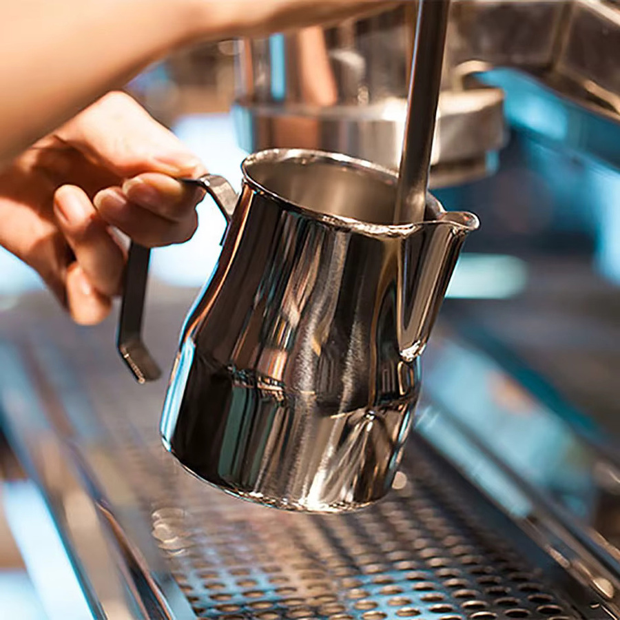 PERFFEE Espresso-Milchbecher aus Edelstahl in Silber, Milchkännchen mit einfachem Ausgießer für Kaffee und Milchaufschäumen - Bild 4