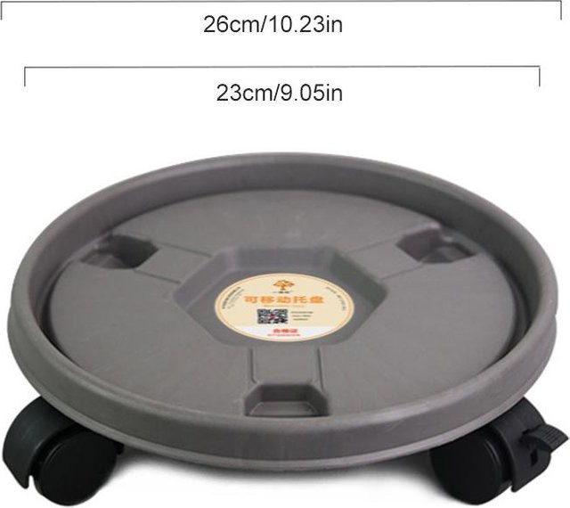 Yiran Furniture Universal-Blumentopfräder aus Kunststoff in Grau als rundes Tablett und beweglicher Rollständer für Topfpflanzen - Bild 1