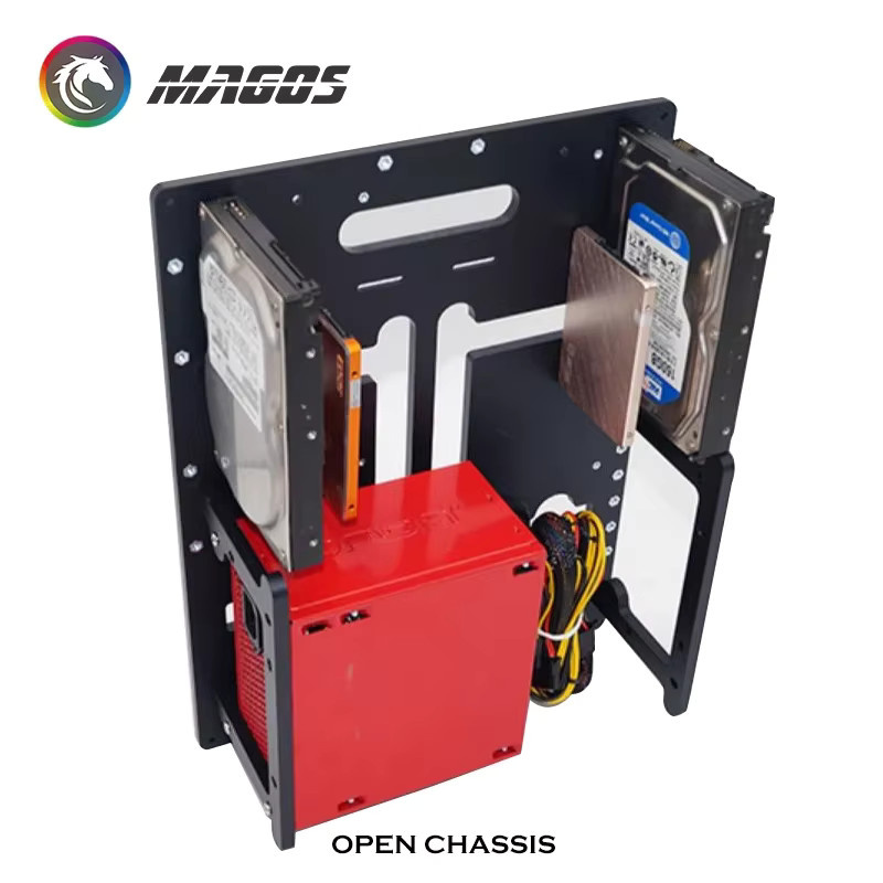 BARROW PC-Gehäuse aus Vollaluminium für Wasserkühlung, offenes DIY-Gamer-Gehäuse für MATX und ATX, Schwarz - Bild 2