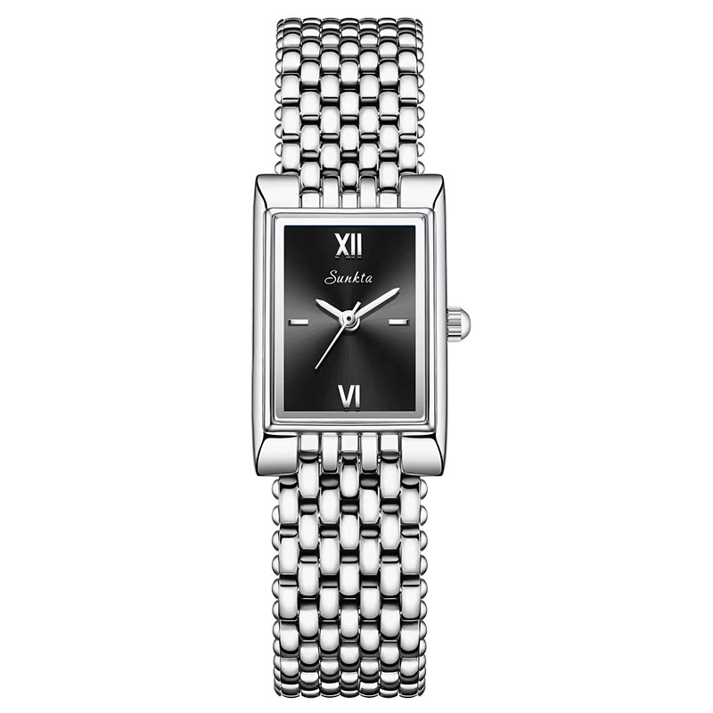 SUNKTA Armbanduhr, Quarz, Edelstahl, Eckig, Schwarz, Damen - Bild 6