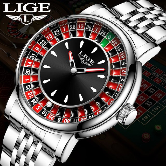 LIGE Chronograph, Quarz, Edelstahl, Schwarz, Herren - Bild 1