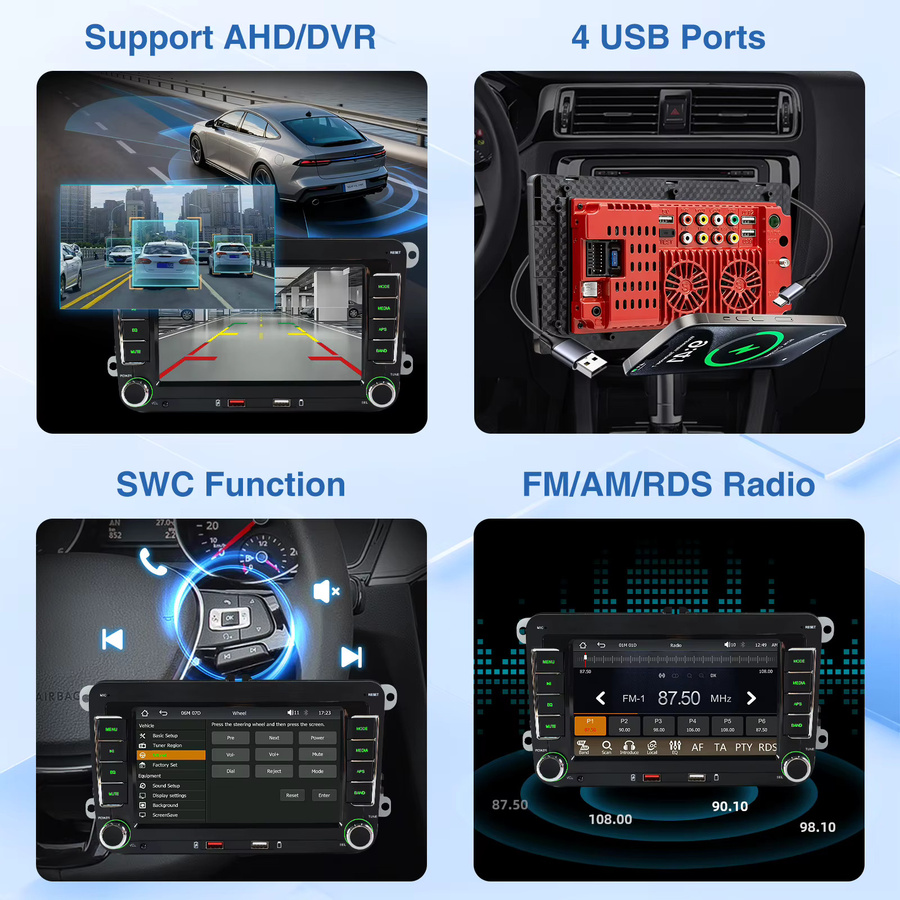 Mopect 7-Zoll Kabelloses CarPlay Autoradio mit GPS, Bluetooth 5.0, RDS und FM in Schwarz für VW Golf, Passat, Polo, Touran, Tiguan, Caddy, EOS, Jetta, Seat und Skoda - Bild 5