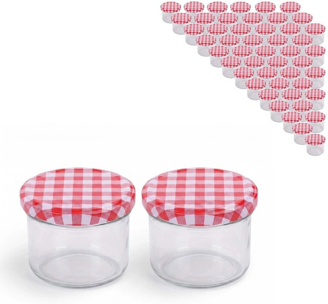 Relaxdays Einmachgläser Set mit Twist-Off Deckel, transparent, 50er Set, 220 ml, Durchmesser: 6,5 cm, Höhe: 8,5 cm - Bild 1