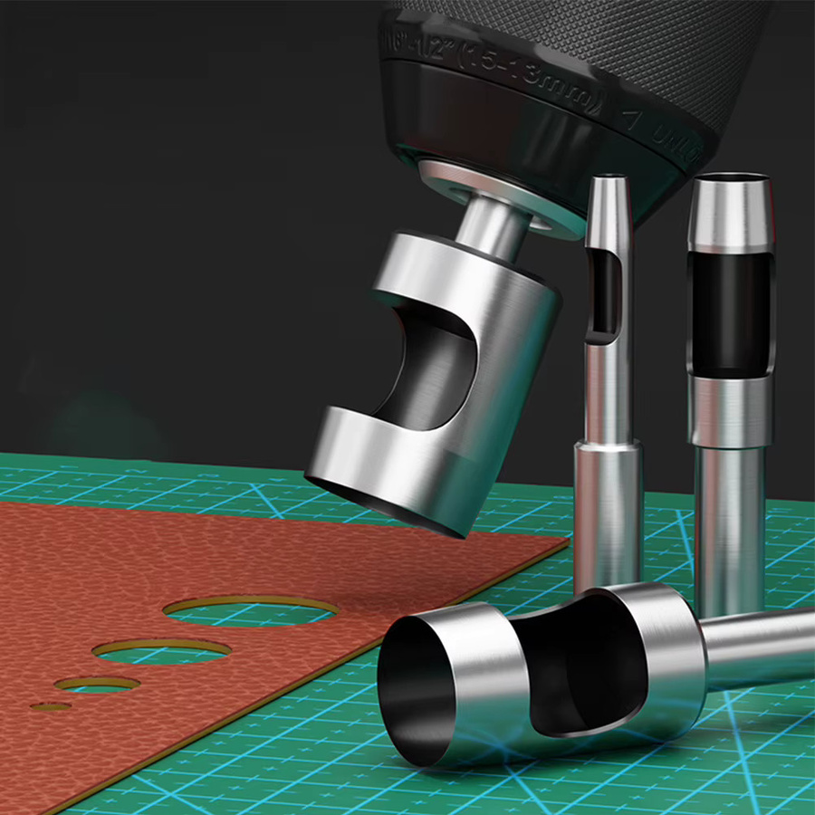 Vibratite Lederlochstanzer und Holzbohrer Set in Silber mit Griff und Barrel Typ - Bild 5