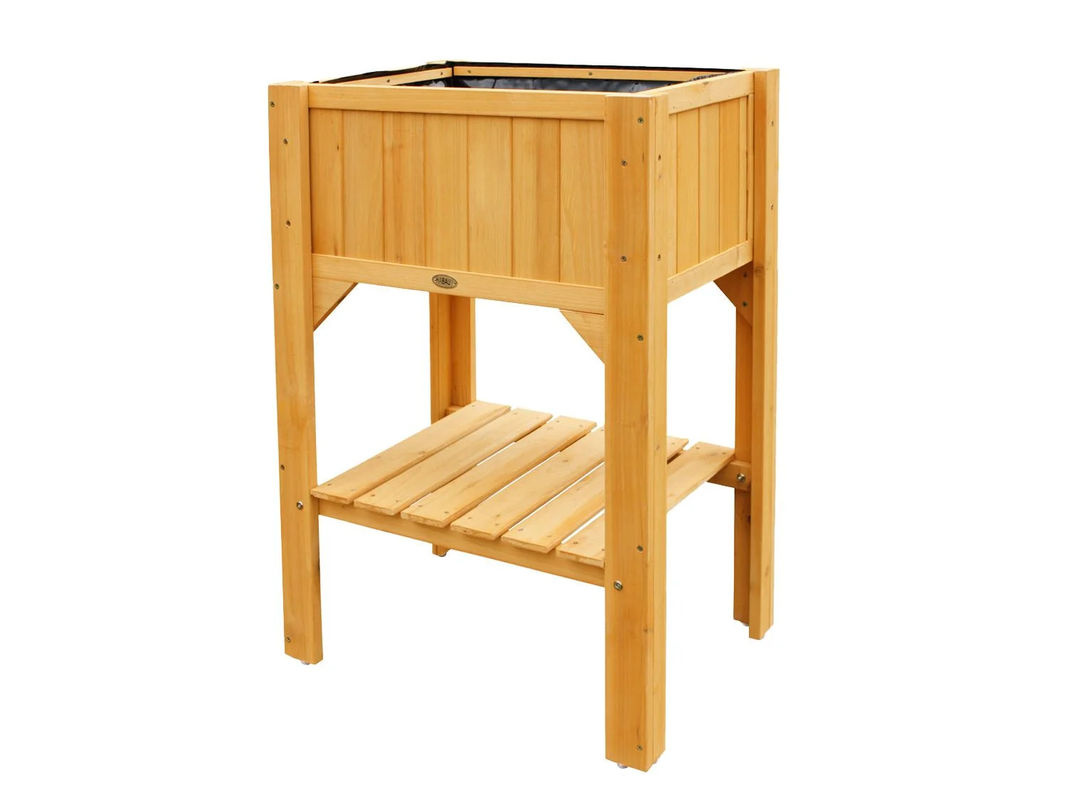 HABAU Hochbeet Kompakt aus Holz mit Ablage in Natur Braun B: 89 cm, T: 60 cm, H: 45 cm - Bild 2