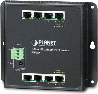 Planet WGS-803 Unmanaged Switch mit 8 x 10/100/1000 Mbit/s Ethernet/LAN Ports, Schwarz, DIN-Schiene und Wandmontage - Bild 1