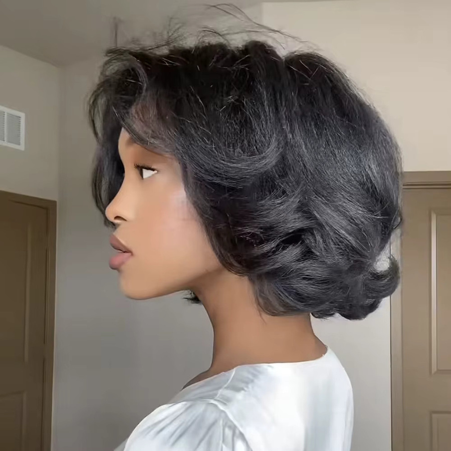 OYM HAIR Pixie-Schnitt-Perücke, kurzer lockiger Bob, Wasserwellen, Damen - Bild 3