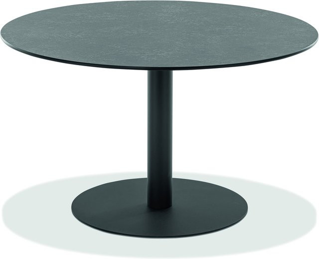 NIEHOFF GARDEN Bistro Gartentisch rund aus HPL in Anthrazit und Schwarz mit Edelstahl-Zentralständer - Bild 1