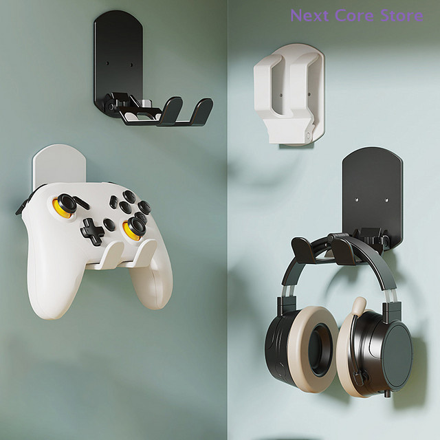 Wandmontierte Halterung für Game-Controller und Gaming-Headset, Controller-Aufbewahrungsregal mit einfacher Installation ohne Bohren, Schwarz - Bild 1