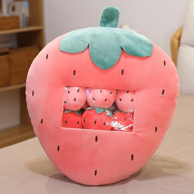 Yiran toy Pflanzen-Plüschtier Erdbeer-Kissen, Plüsch / Textil, Rosa / Pink - Bild 1