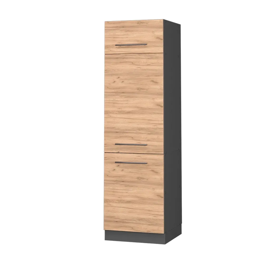 Vicco Kühlumbauschrank Fame-Line Hochschrank für die Küche in Goldkraft Eiche/Anthrazit, B/T/H: 60 x 58 x 206,8 cm - Bild 2