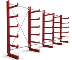 STIER Kragarmregal einseitig mit 4 Feldern und 5 Ebenen, Farbe: feuerrot, B/T/H: 520 x 50 x 200 cm - Bild 1