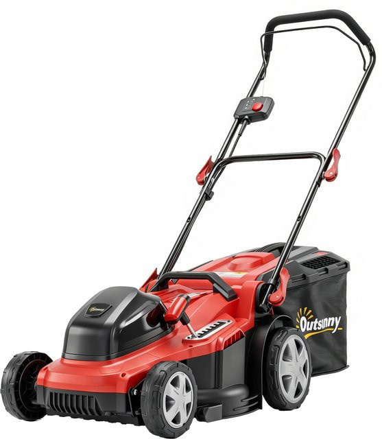 Outsunny Elektro Rasenmäher mit 800 W, 40 cm Schnittbreite, 45 l Fangkorb und 7 Schnitthöhen in Rot - Bild 1