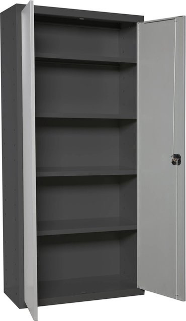 PROREGAL Stahlschrank AMEGO Metallschrank mit Flügeltüren und 4 Fachböden in Grau-Anthrazit, Höhe: 180 cm, Breite: 80 cm, Tiefe: 40 cm - Bild 1