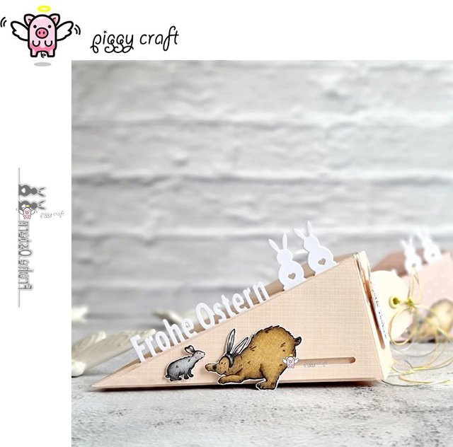 Piggy Craft Metall-Stanzformen für Papierhandwerk mit Oster-Hasenmotiven und Alphabet in Silber - Bild 1