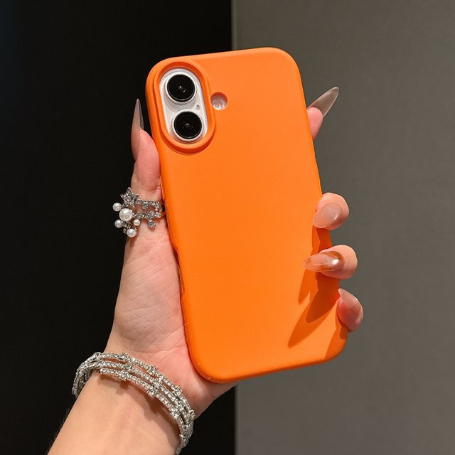 TEXT ME Flüssigsilikon Hülle für iPhone in Orange, rutschfestes Stoßfänger-Cover - Bild 1