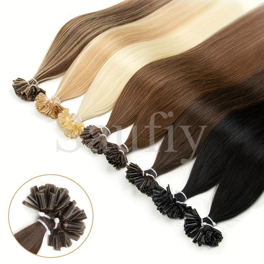 isheeny Haarverlängerungen Echthaar, Balayage Braun, Gerade, Kapseln - Bild 2