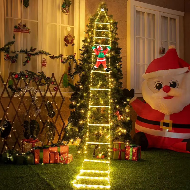 LED-Weihnachtsbeleuchtung als dekorative Leiter-Lichterkette mit Weihnachtsmann für drinnen und draußen zur Dekoration von Fenster, Garten und Weihnachtsbaum - Bild 3