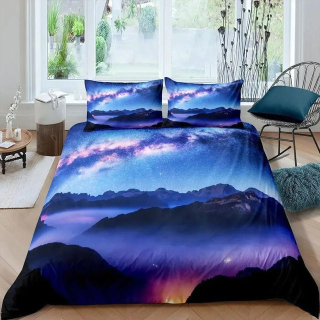 Lodestar Bettwäscheset Smoky Mountain Misty Forest in Blau, bestehend aus Bettbezug und Kissenbezug, B/H: 210 x 210 cm - Bild 1