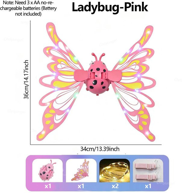 Elektrische Schmetterlingsflügel Bewegliche Elfenflügel, mit Licht, ab 3 Jahren - Bild 1