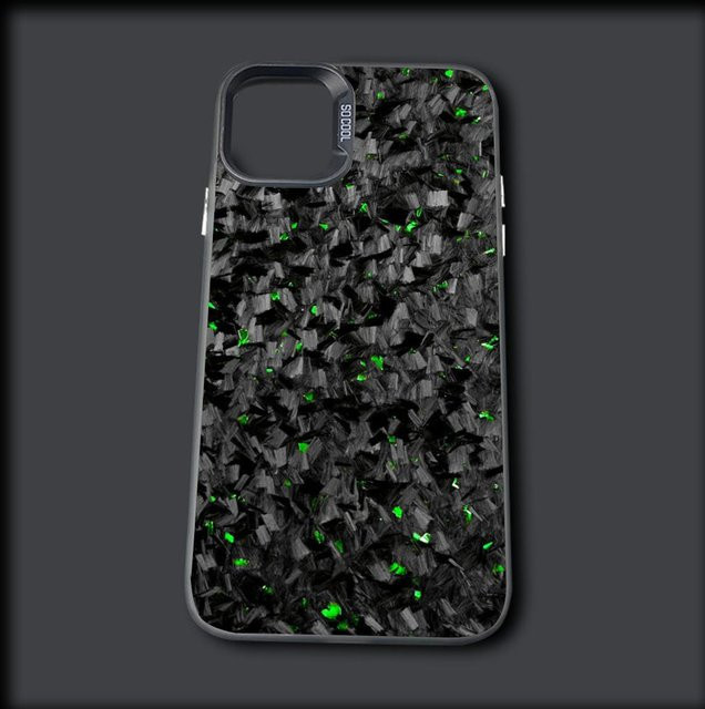 Stoßfeste Handyhülle mit Carbonfaser-Muster für Apple iPhone 16, 15, 14, 13, 12, 11 (Pro, Max, Mini) in Grau Matt - Bild 1