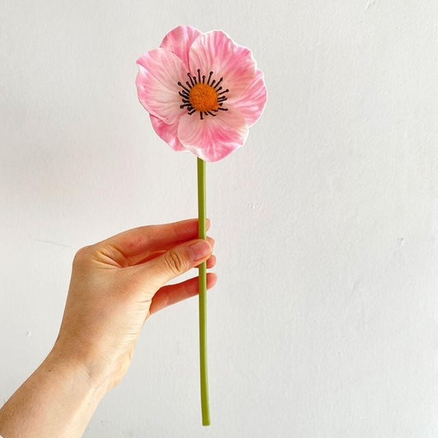 Vinde Home Handgefertigte künstliche Mohnblumen aus PU in Rosa, Höhe: 29 cm - Bild 1