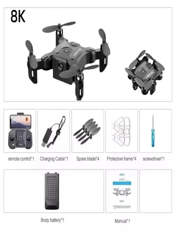 DIXSG V2 Mini-Drohne mit HD-Kamera, 5G WLAN FPV, faltbarer Quadcopter mit Luftdruck-Höhenhaltung in Schwarz - Bild 5