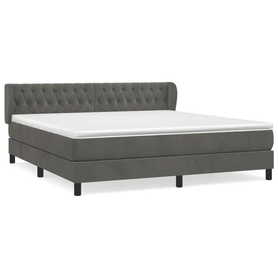 vidaXL Boxspringbett mit Matratze aus Samt in Dunkelgrau, Hybrid-Konstruktion mit Taschenfederkern, B/T/H: 180 x 200 x 78 cm - Bild 2