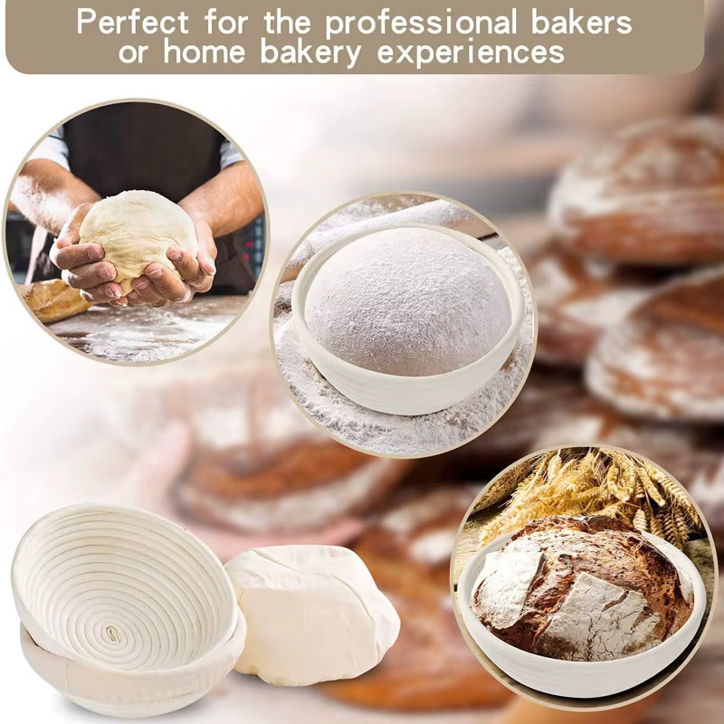 Meibum Sauerteig-Gärkorb aus natürlichem Rattan in Beige mit Liner, rundes Banneton für dein Brotbacken - Bild 3