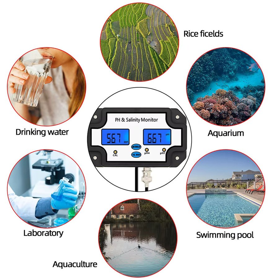 JUANJUAN 2-in-1 pH- und Salzgehalt-Messgerät in Schwarz für Aquarium, Pool, Spa und Meerwasser - Bild 6