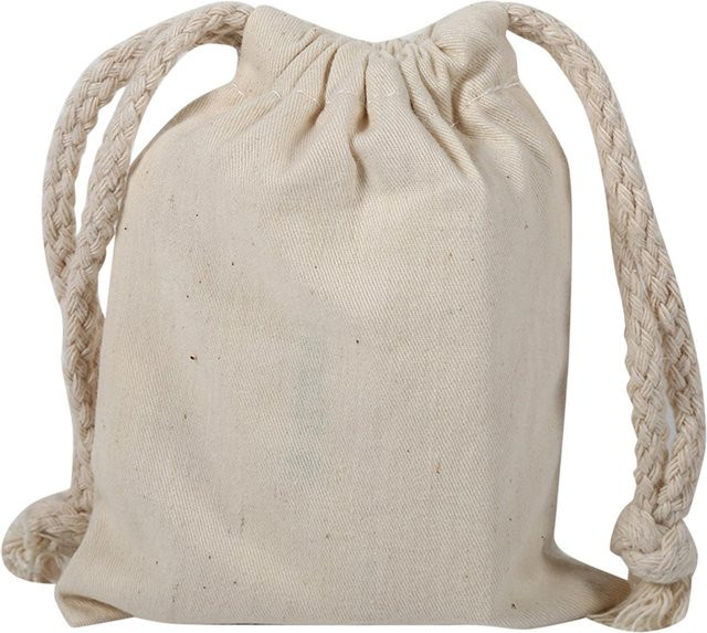 KaiSai Wäschesack aus Baumwolle mit Kordelzug in Weiß und Beige, B/H: 12 x 10 cm - Bild 1