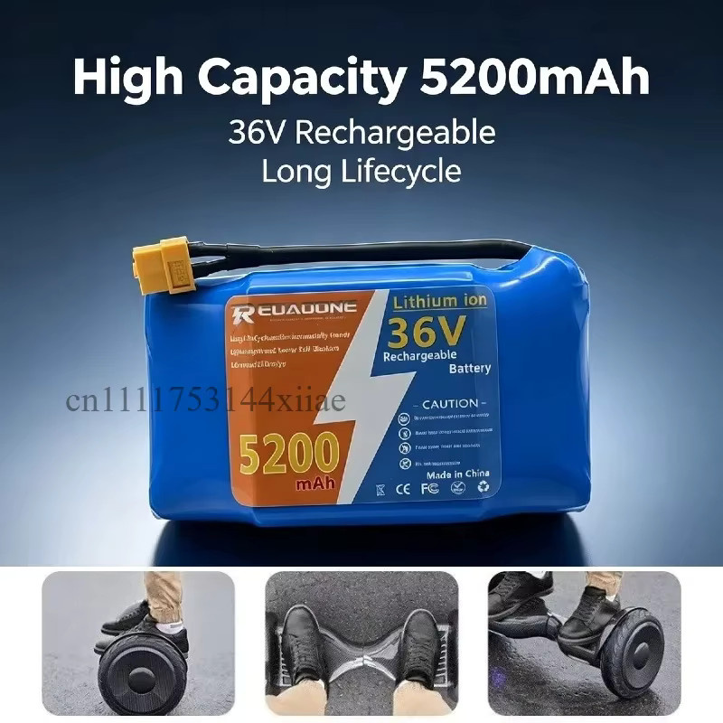 Aleaivy Ersatz-Lithium-Ionen-Akku 36V 10S2P 5200mAh in Blau für selbstbalancierende elektrische Hoverboards - Bild 3