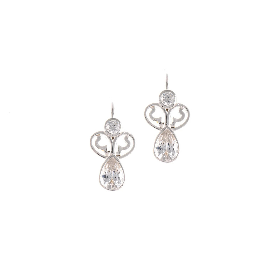 Ohrringe Bouton 925 Silber, Zirkonia weiss, Damen - Bild 1