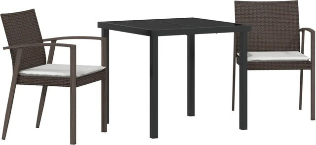 vidaXL Garten Essgruppe 3-teilig aus Poly Rattan und Glas in Braun - Bild 1
