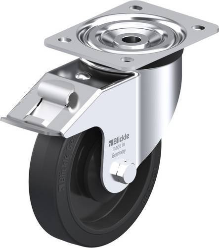 Blickle L-POEV 161KA-FI Lenkrolle mit Feststeller in Schwarz und Silber, Rad-Durchmesser: 160 mm, Tragfähigkeit: 320 kg - Bild 1
