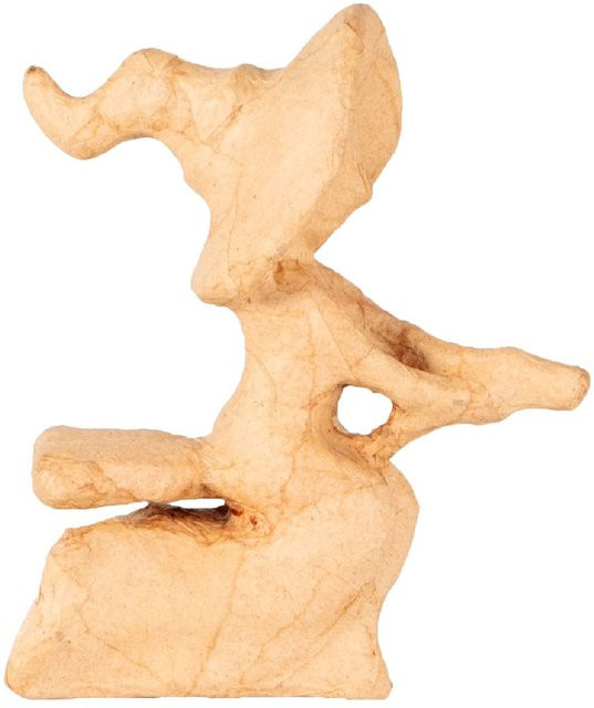 Décopatch Hexe auf Besen Tischdeko aus Pappmaché in Beige für Halloween - Bild 1