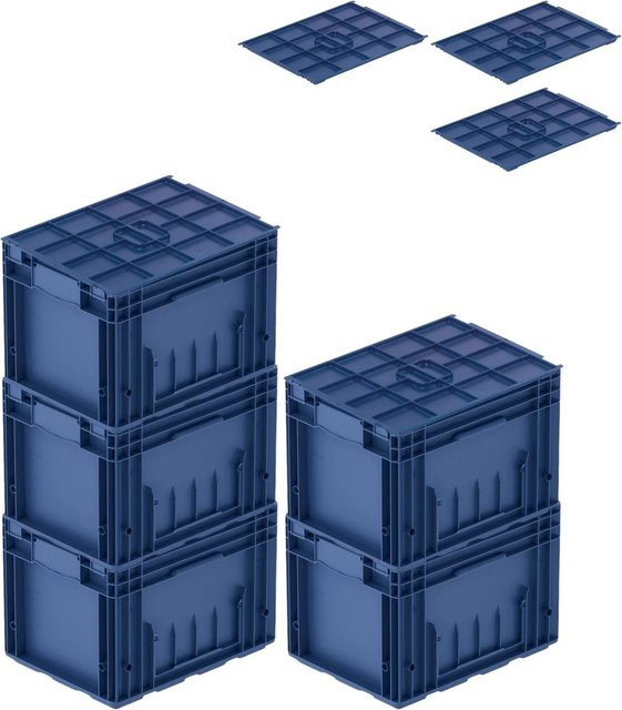 PROREGAL SparSet 5x VDA KLT Kleinladungsträger Transportboxen mit Verbundboden und Auflagedeckel, Blau, H x B x T: 28 x 30 x 40 cm - Bild 1