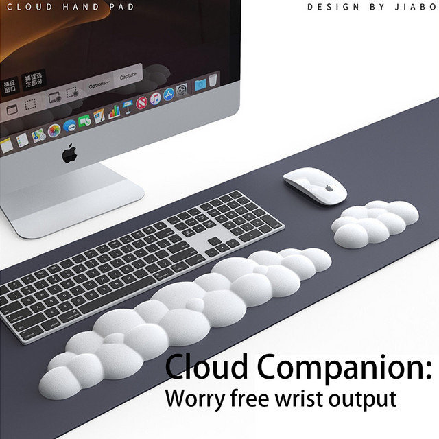 Yungan Ergonomische Handgelenkstütze aus Memory-Schaum und Silikon für Maus und Tastatur in Weiß - Bild 1
