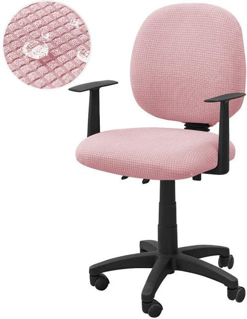 Dehnbarer Sitzbezug für Esszimmerstühle in Pink, Staubdichter Überzug mit Gummizug aus Polyester und Elastan - Bild 1